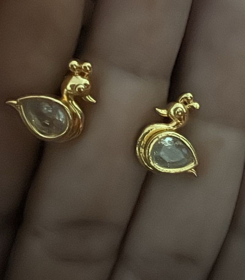 Golden Swan Stud Earrings