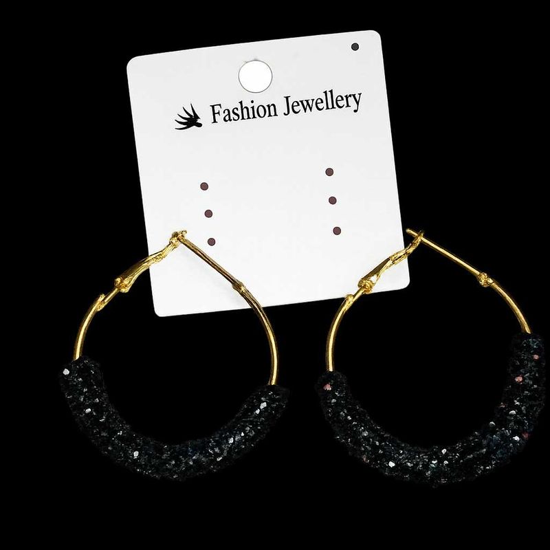 ✨️Sparkly Black Hoop Earrings🖤