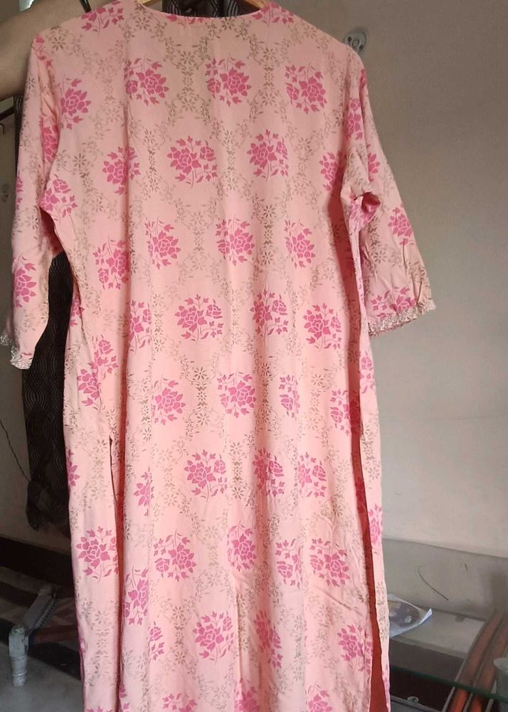Pretty Pink Floral Print Kurta