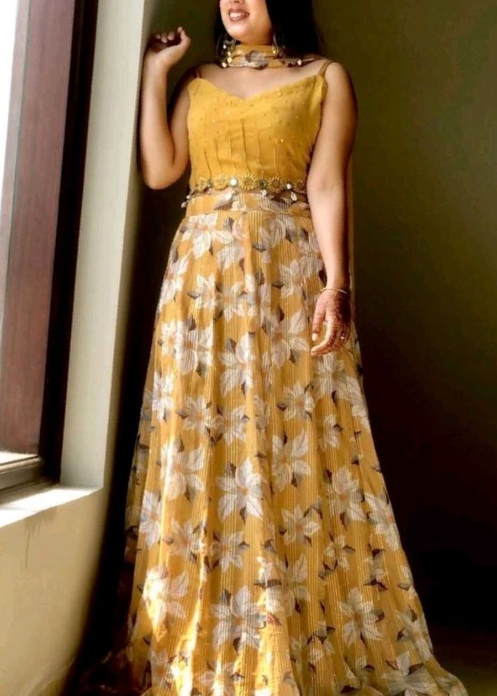 Designer Yellow Floral Lehenga Set