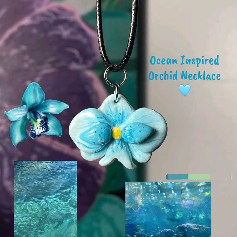 y2k Ocean Inspired Orchid Necklace