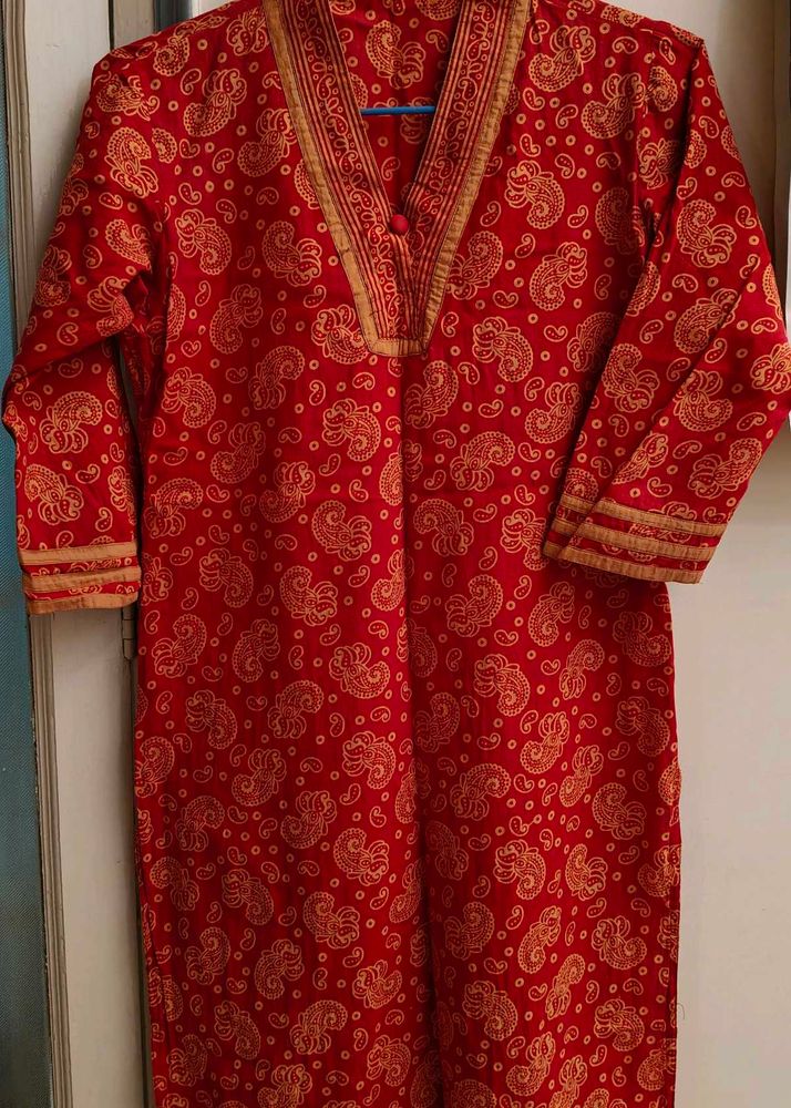 Red Paisley Kurti Tunic