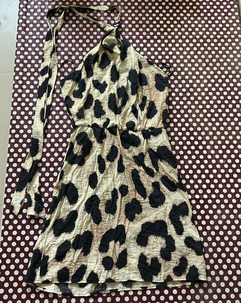 Leopard Print Halter Dress