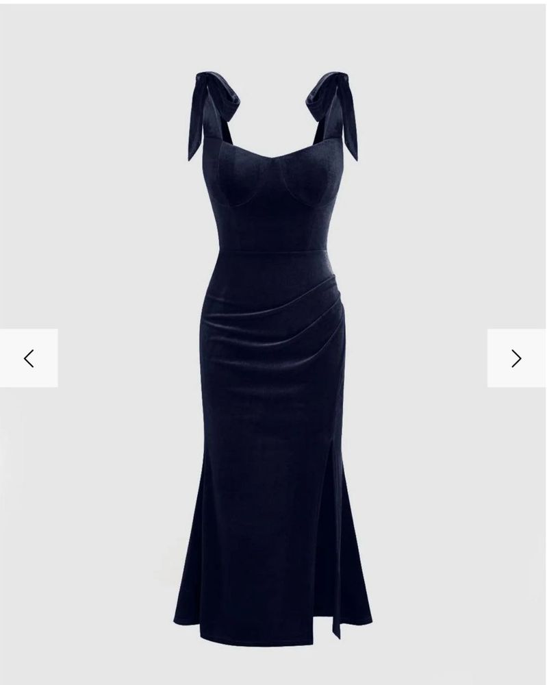 Littlebox Navy Velvet Midi Dress