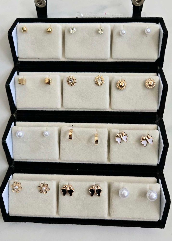 Assorted Stud Earrings Set with organiser box