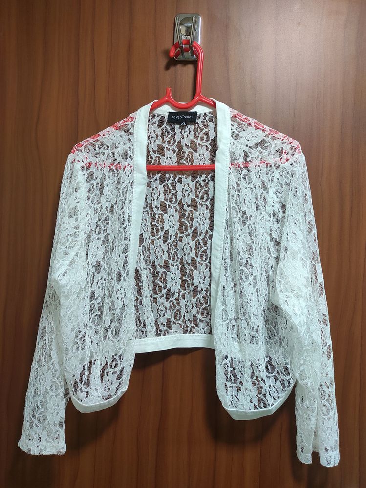 Lace Shrug White Size XL From PepTrends
