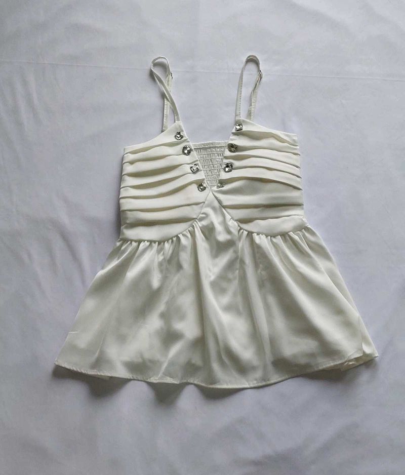 White satin Ruched Camisole Top🪞✨️