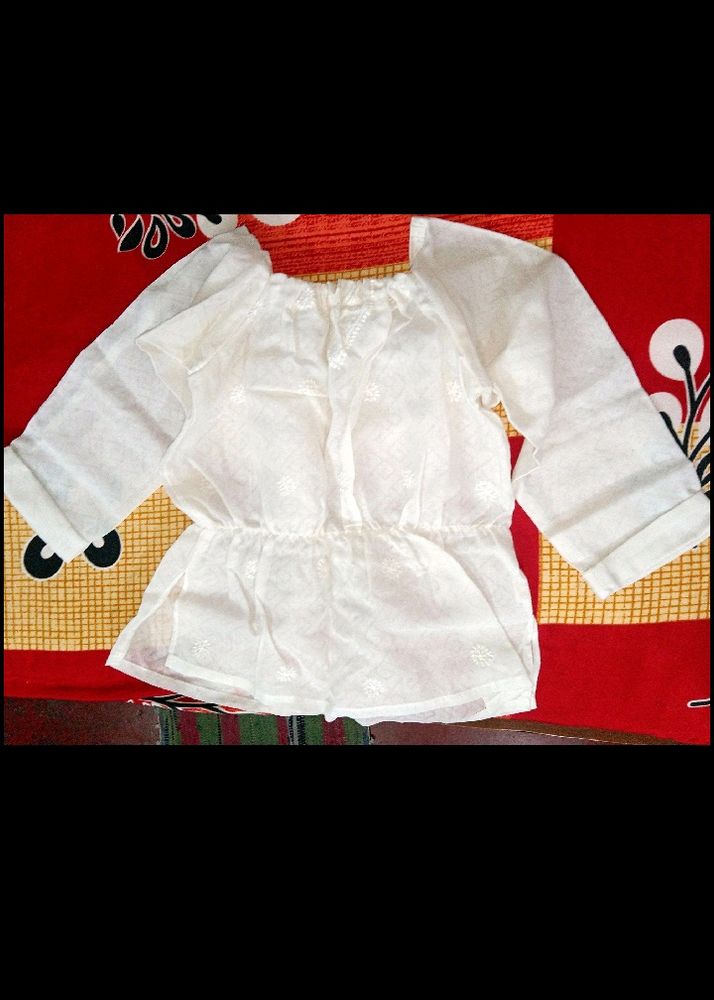 Brand New Chikankari White Peplum top