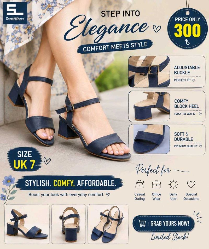 Stylish Navy Blue Block Heels