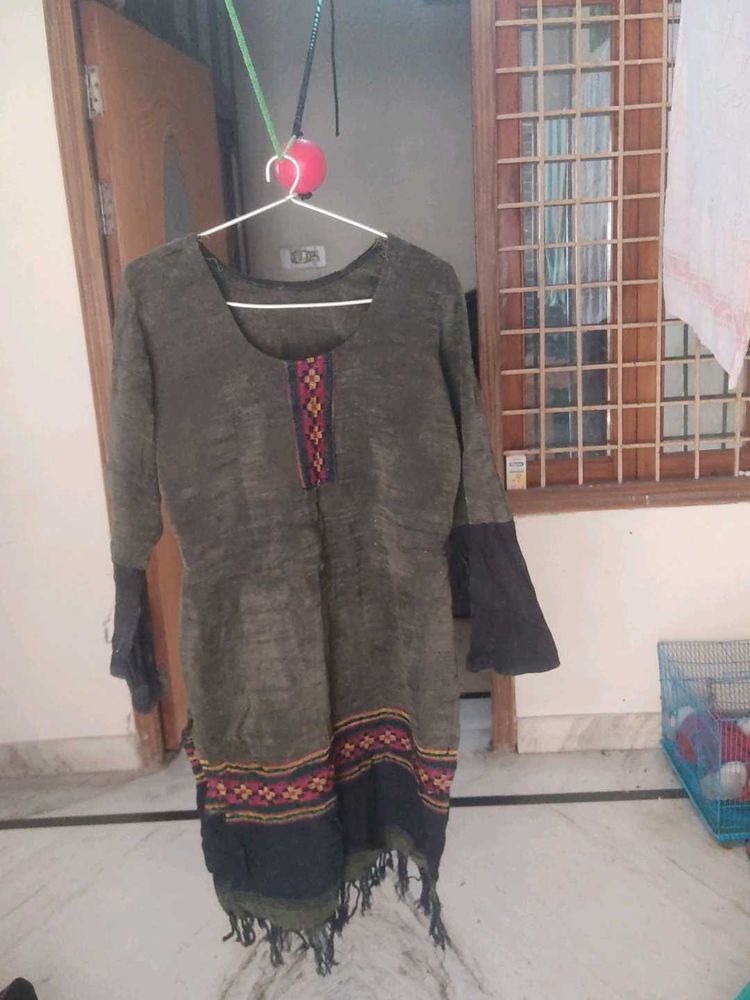 Embroidered Kurta with Tassel Detail