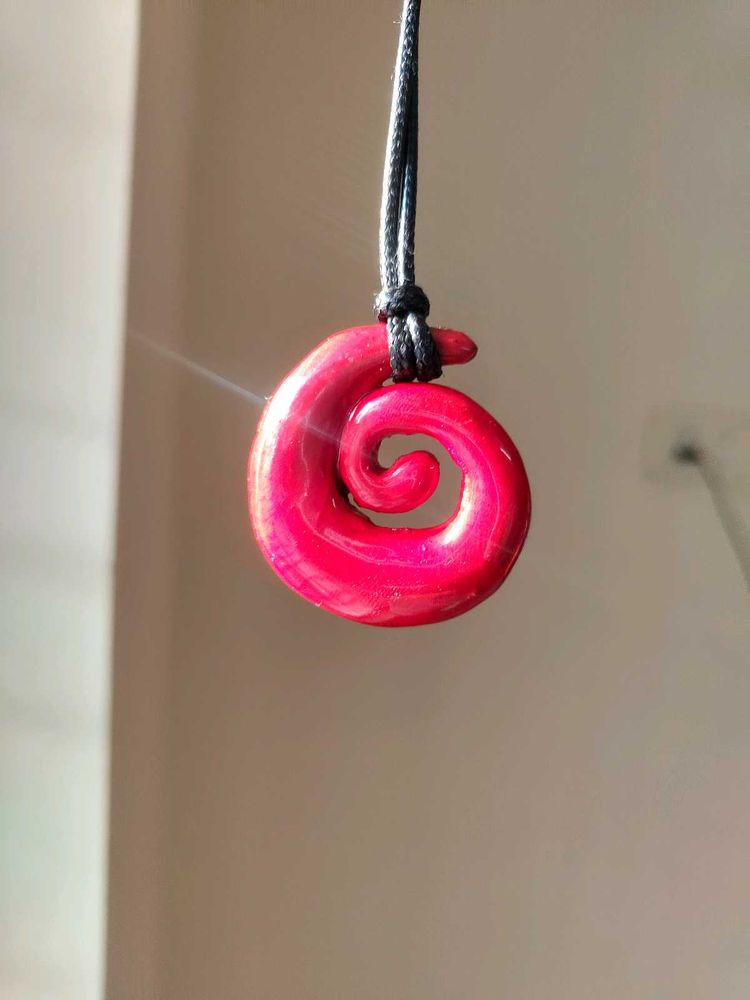 Chunky Red Boho Spiral Statement Necklace