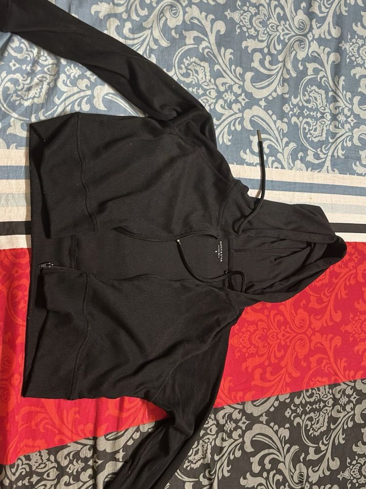 Black Cropped Hoodie
