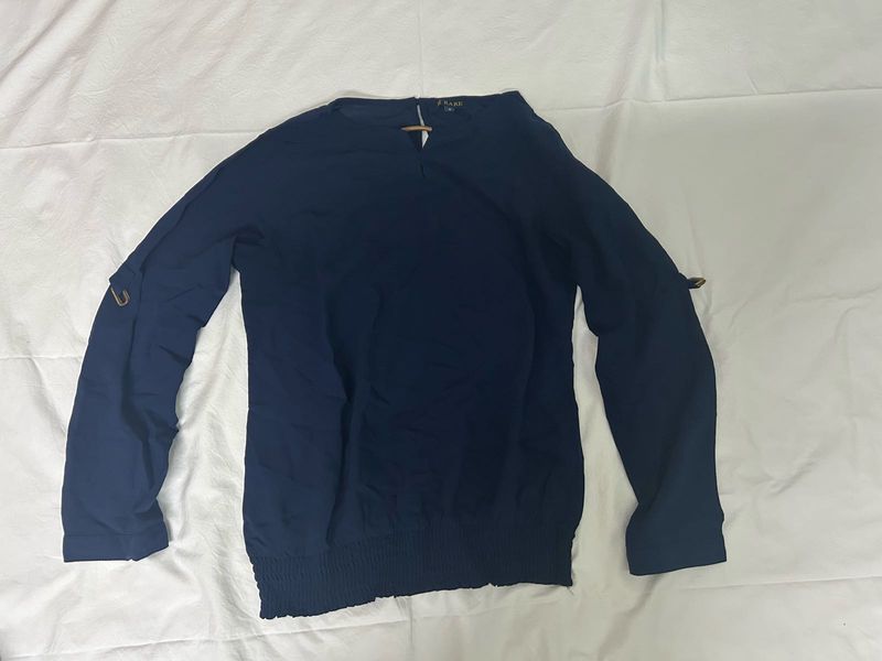 Semi Formal Wear Navy Blue Long Sleeve Top