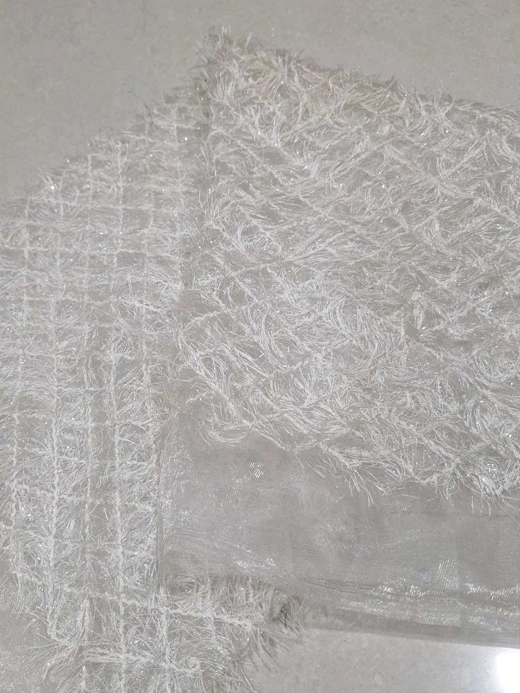 Sparkly White fur Blouse Fabric