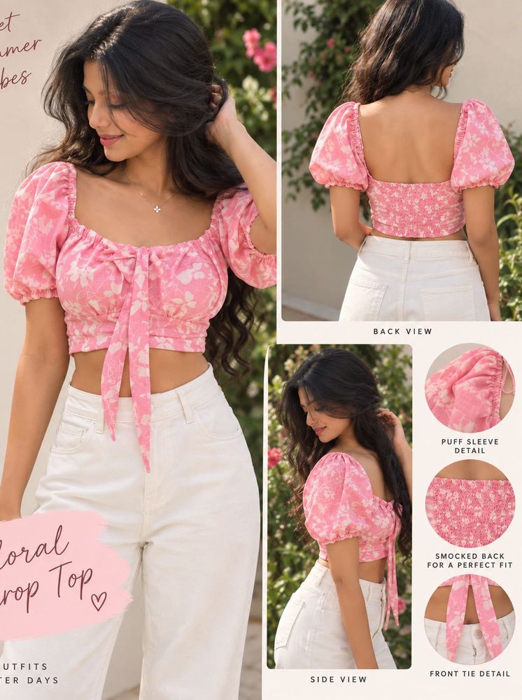Cute Pink Tie-Dye Crop Top