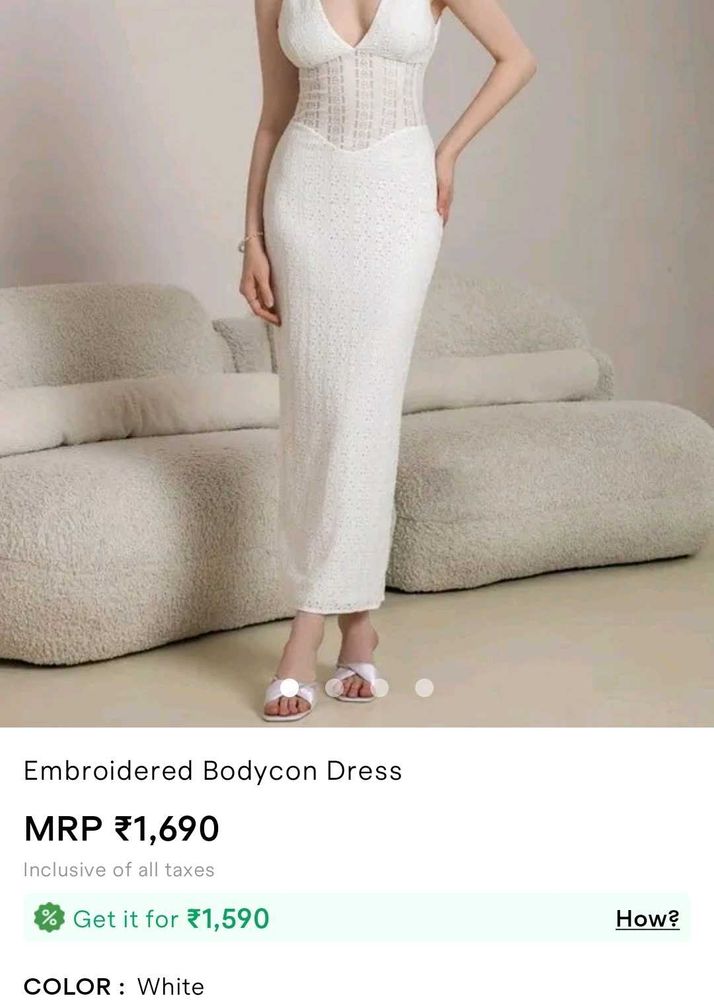 Elegant White Embroidered Bodycon Dress