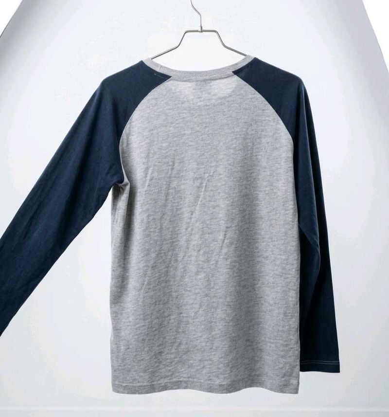 Grey &amp; Navy Baseball Tee