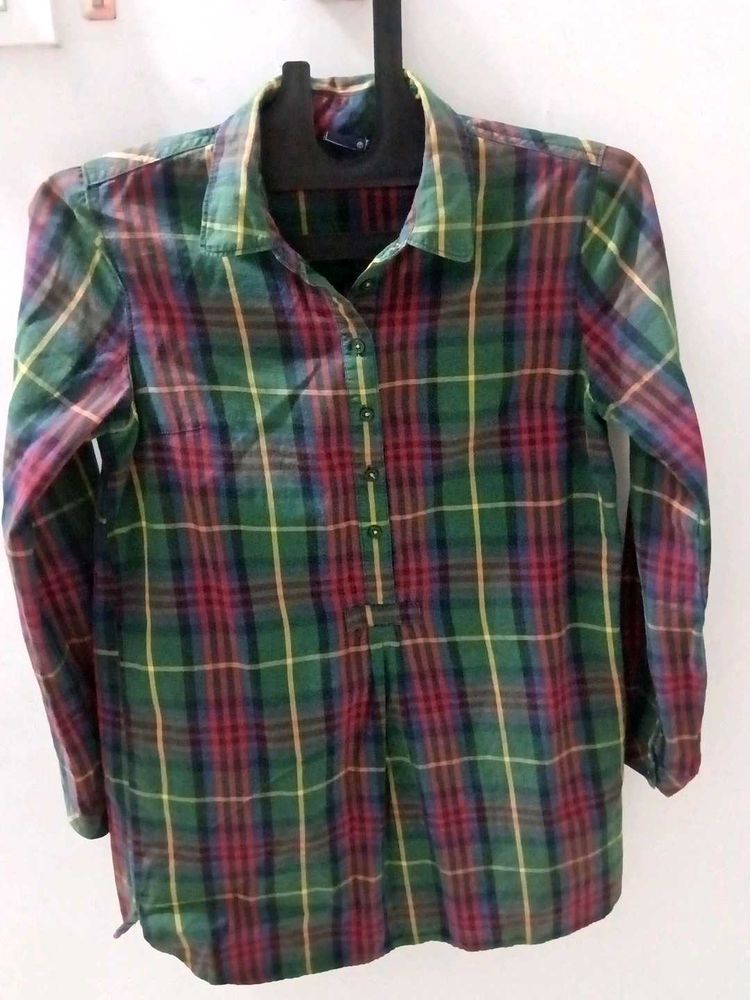 Tartan Plaid Button-Up Shirt, original quality