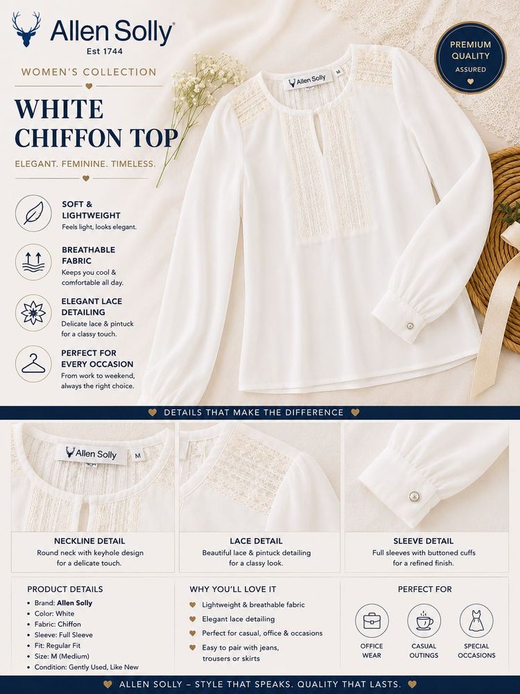 Allen Solly White Chiffon Top