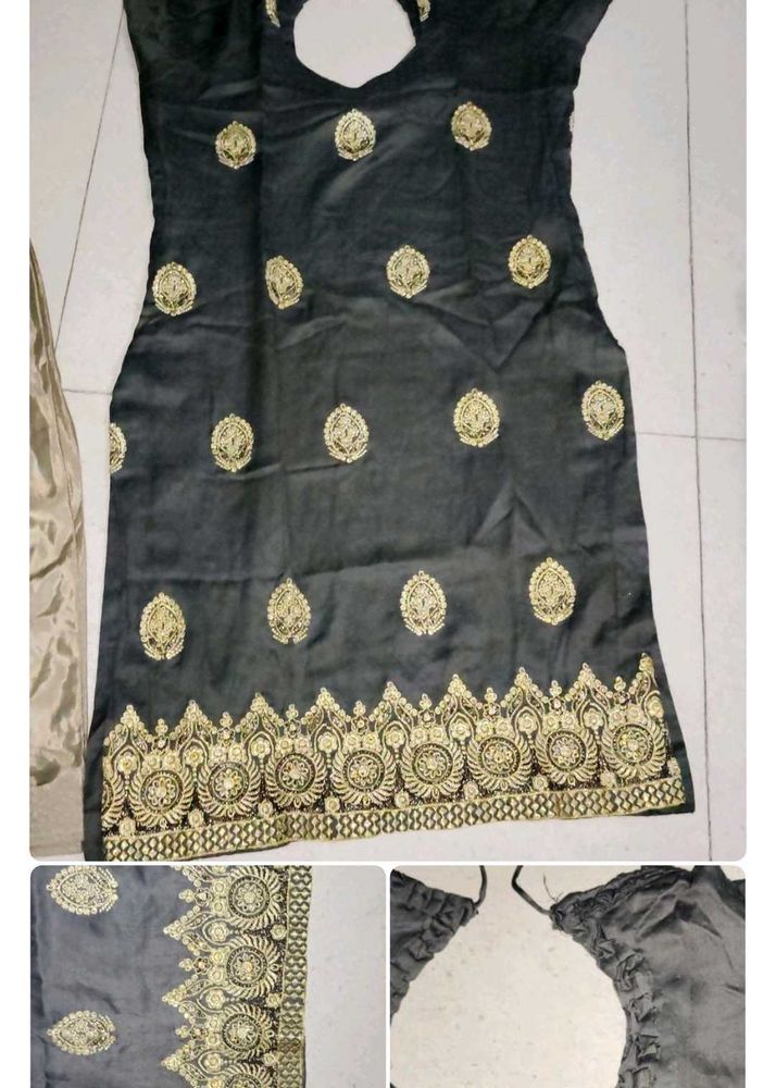 Elegant Black Kurta  with Gold Embellishments
