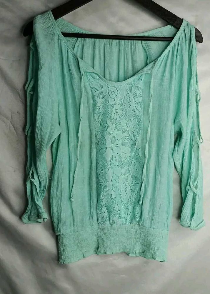 Boho Cold Shoulder Lace Insert Top