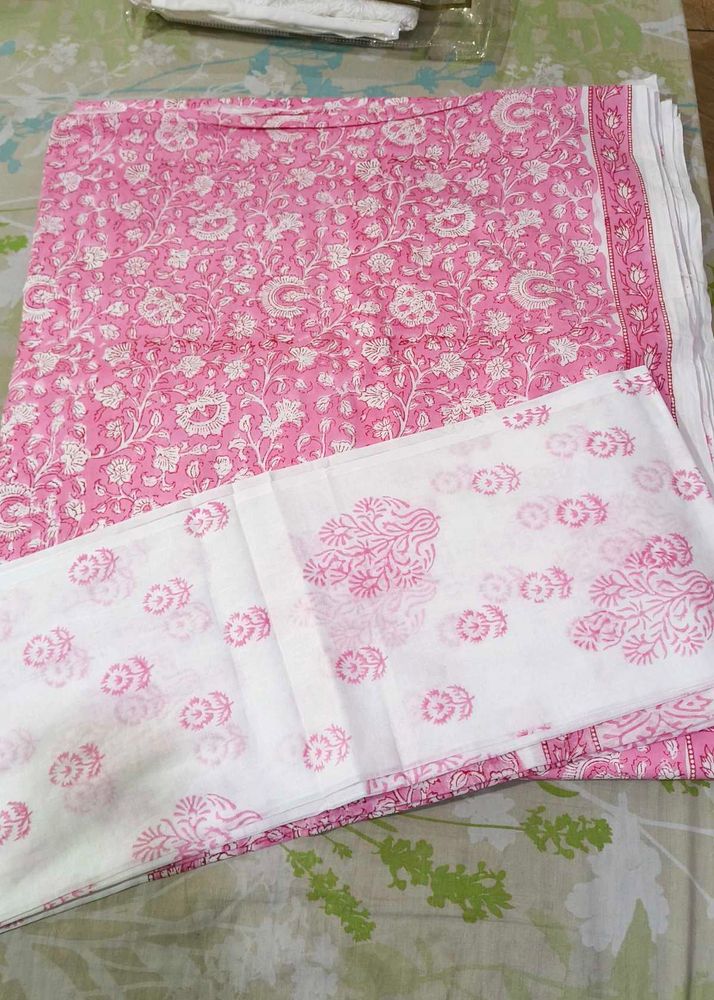 Beautiful Pink Floral Print Dress Material