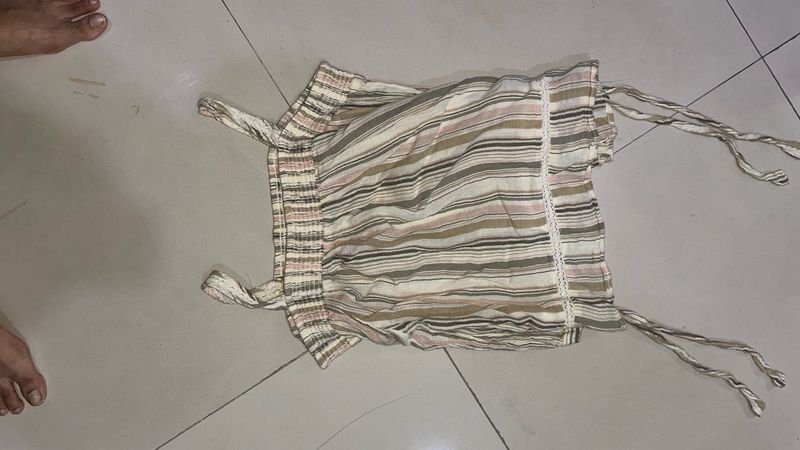 Striped Boho Style Tie-Up Top