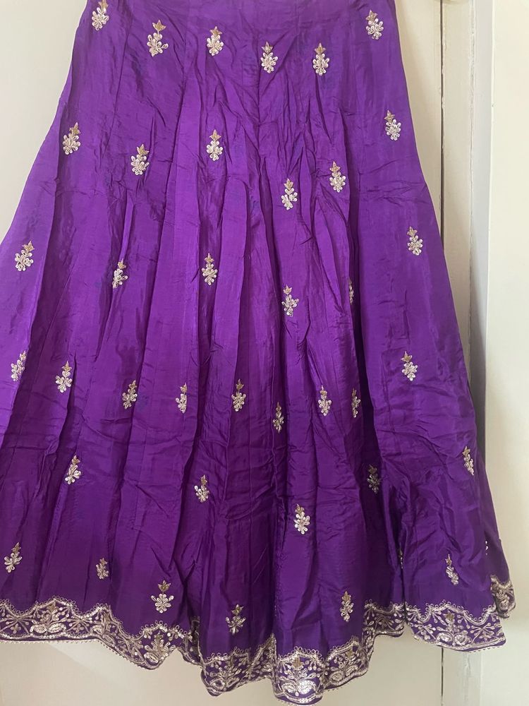 Vibrant Purple Embroidered Ethnic Skirt
