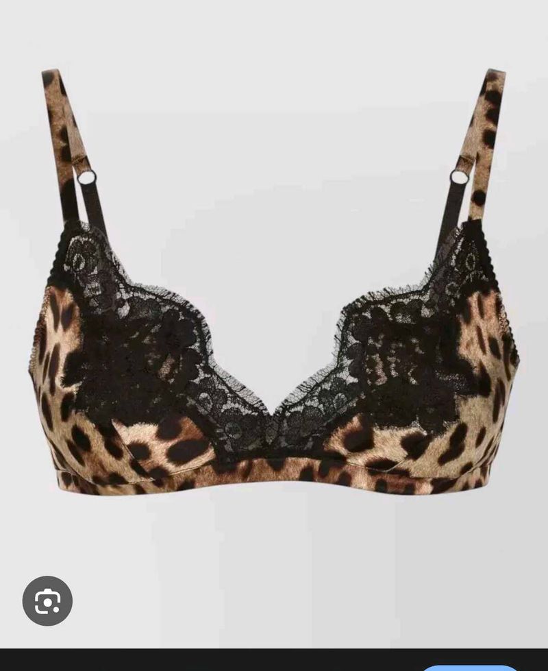 Leopard Print Lace Trim Bra with brief 👍👍😍