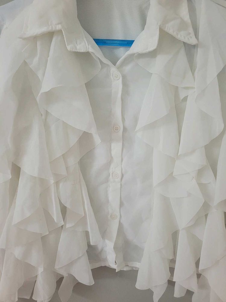 White Ruffle Blouse
