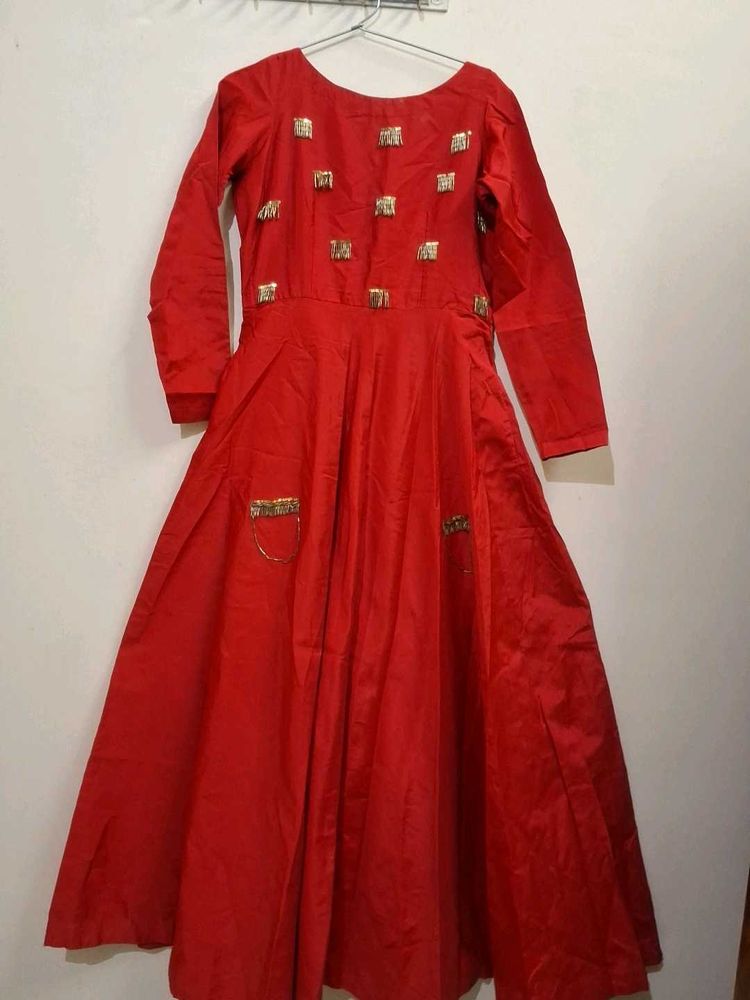 Elegant Red Ethnic Gown 💥 💥( Hand work )