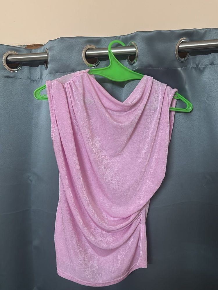 Sparkly Pink Ruched Sleeveless Top