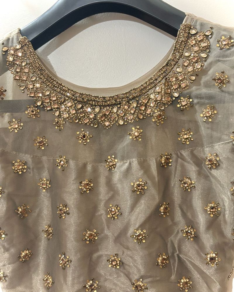 Elegant Pearl Embellished Skirt and blouse lehenga