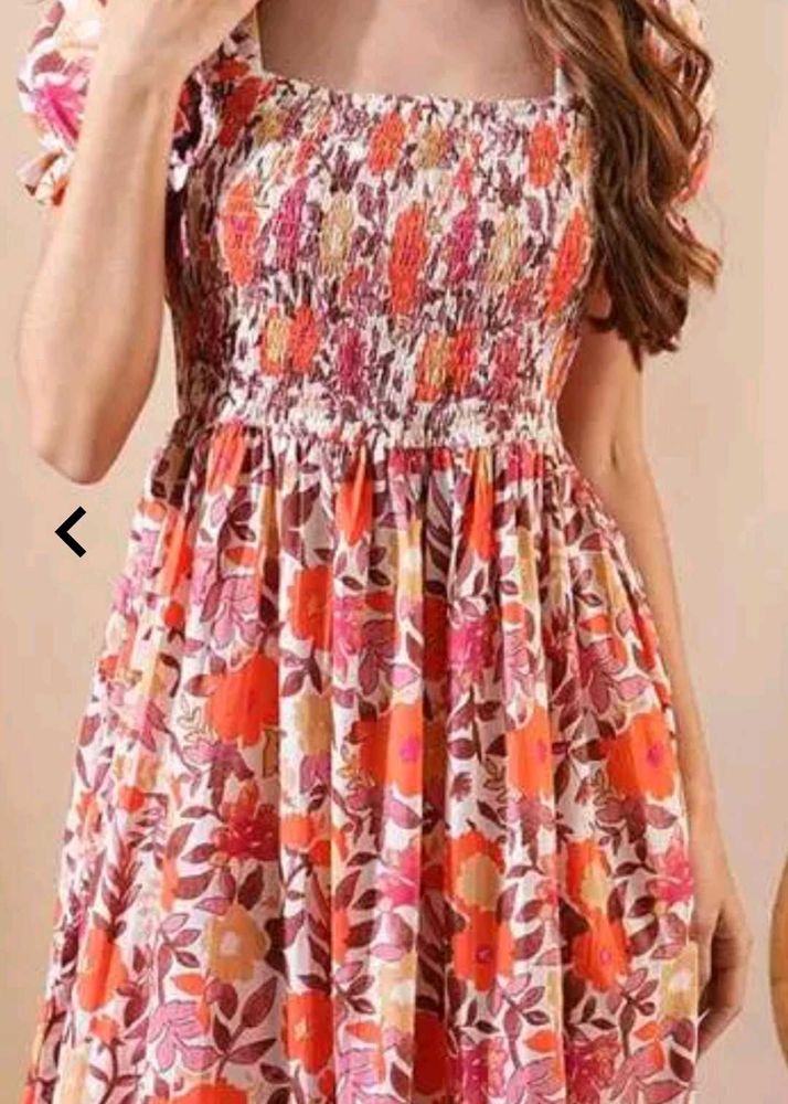 Floral Smocked Midi Dress