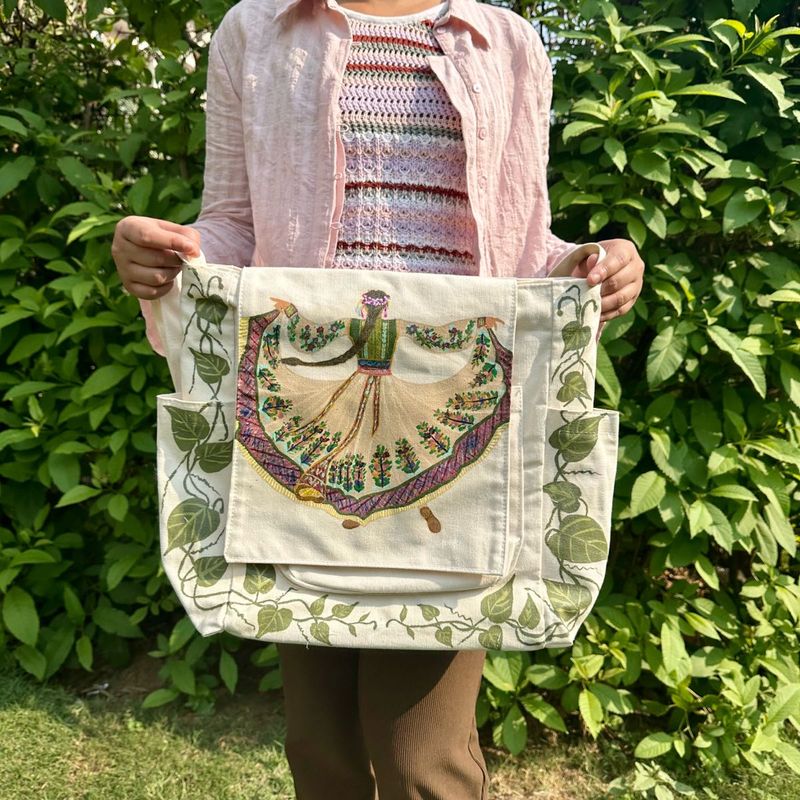 Brand new Hanpainted Tote Bag with Folk Dancer