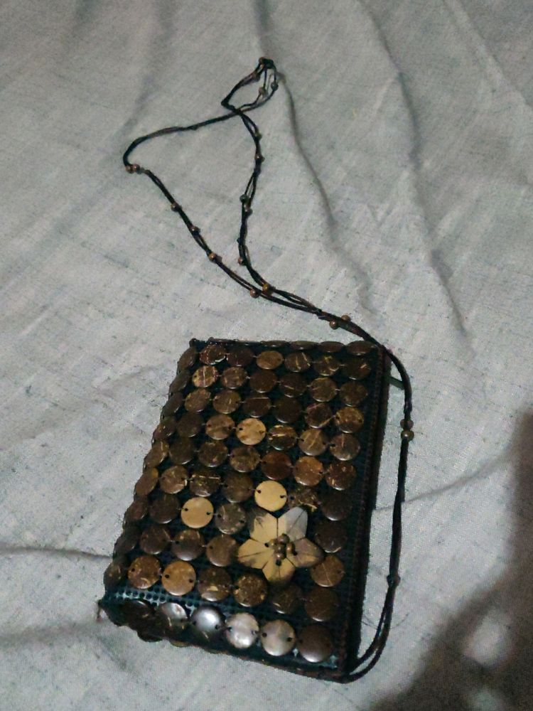 Handcrafted Coconut Shell Beaded Sling bag for Wom