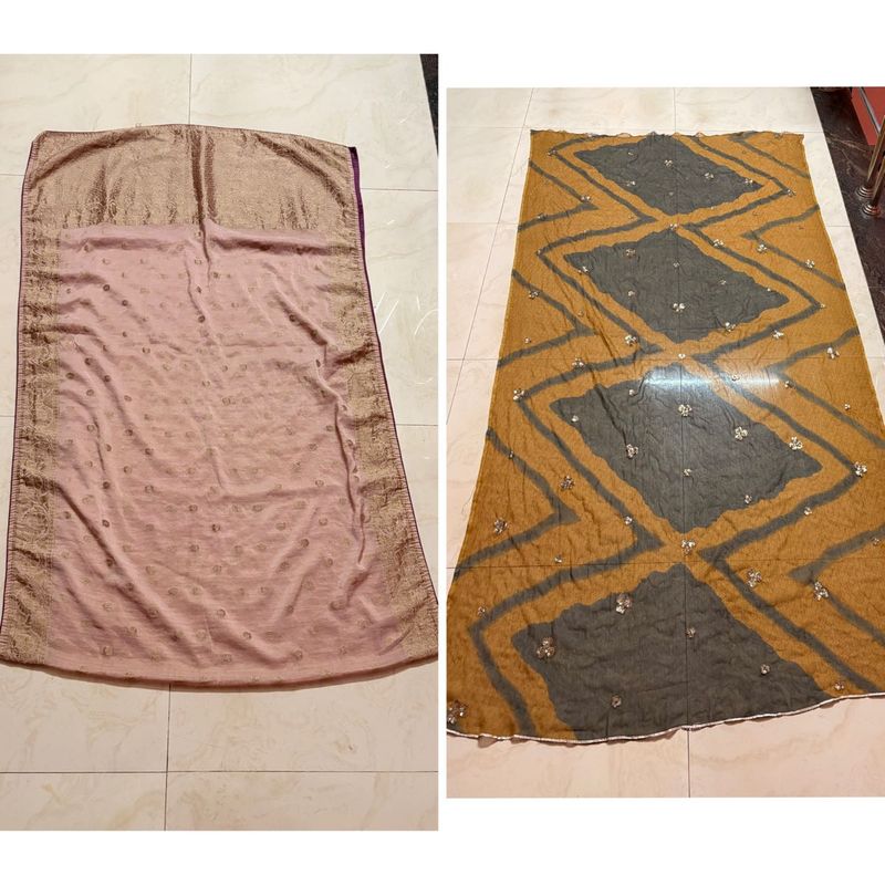 art silk duppata and chiffon duppatta combo
