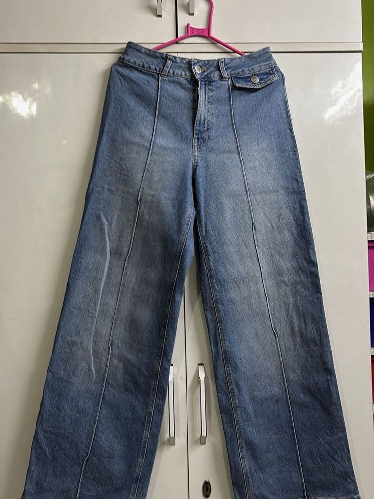 Wide Leg Denim Jeans High Waist