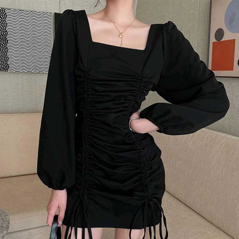 I. Chic Ruched Square Neck Mini Dress