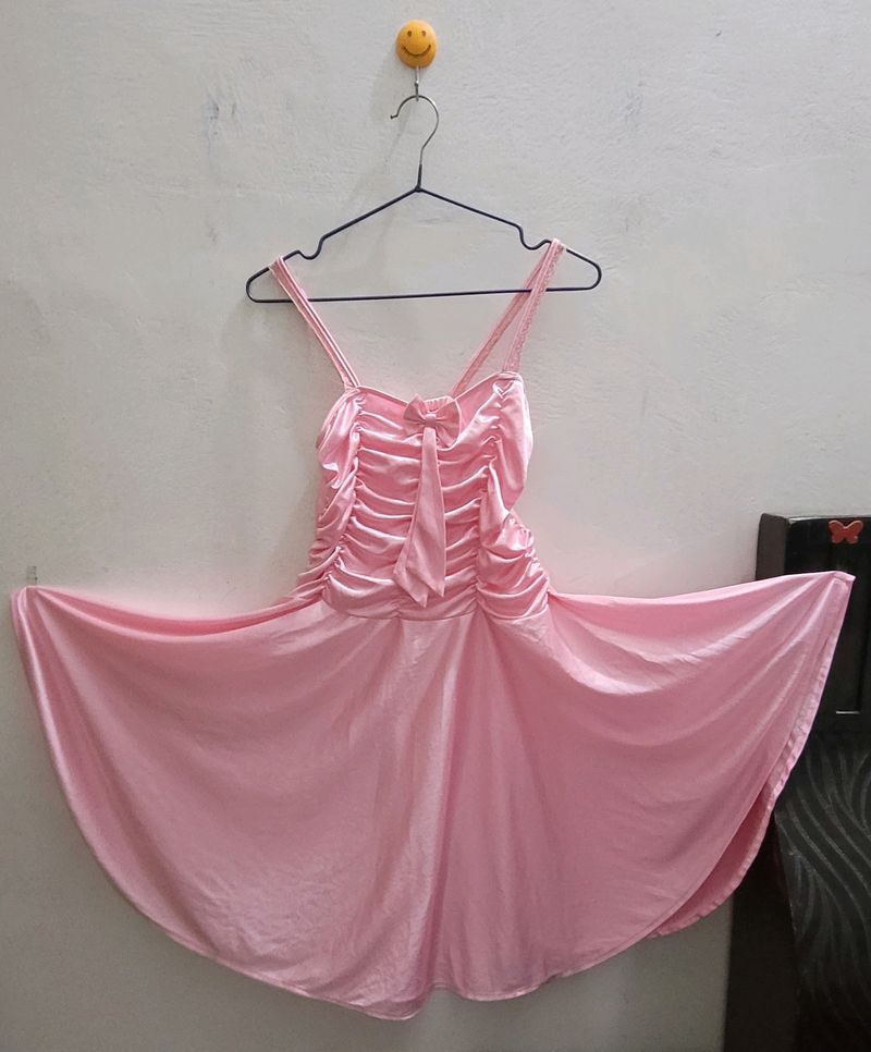 Pink Satin Babydoll Nighty