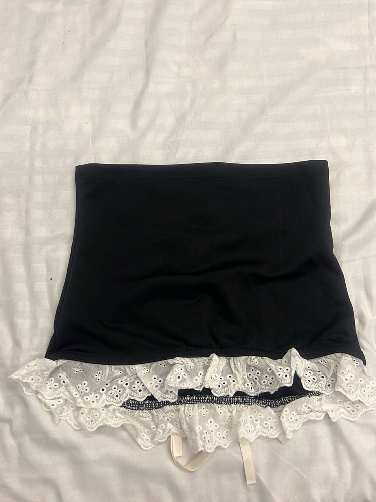 Black Lace Trim Tube Top
