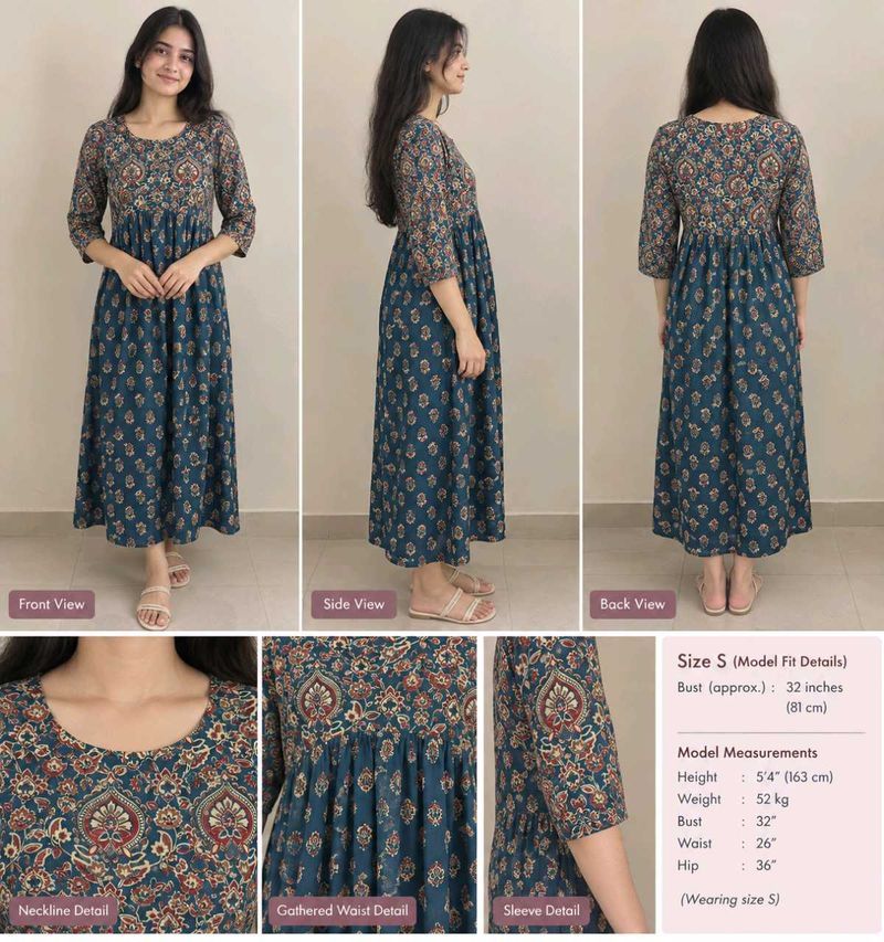 Teal blue beautiful Print Kurta