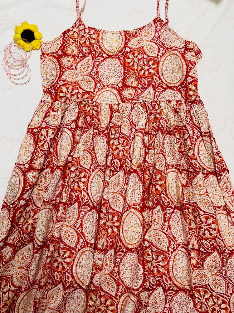 Ethnic motifs print A-line Midi dress