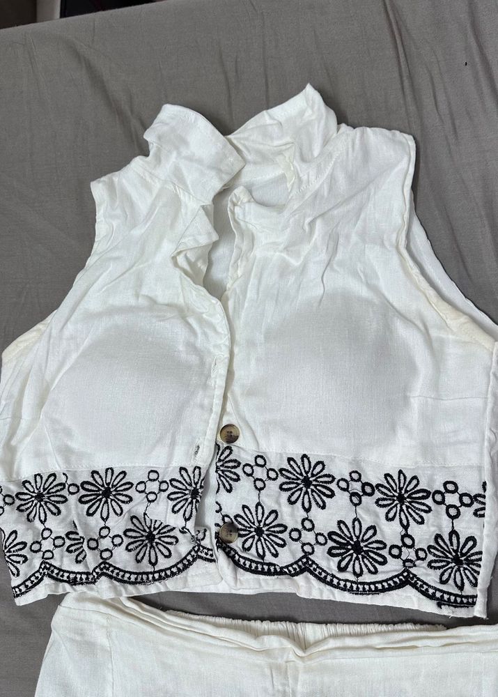 White Embroidered Co ord Set
