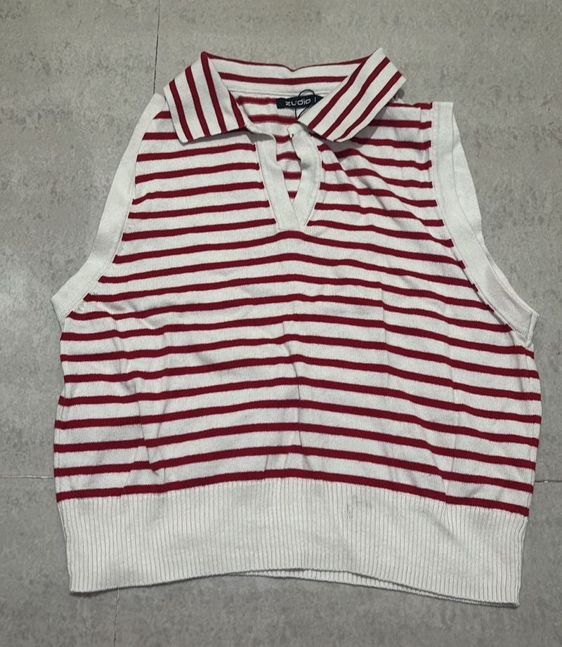 COMBO of 3 Striped Sleeveless Polo Top