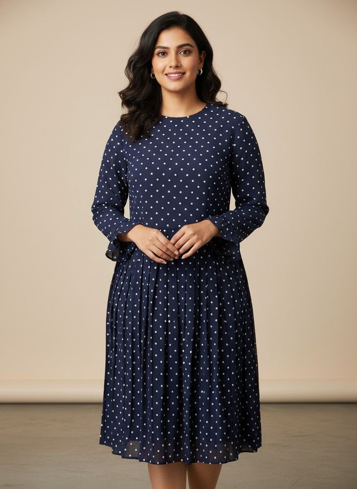 Navy Polka Dot Dress