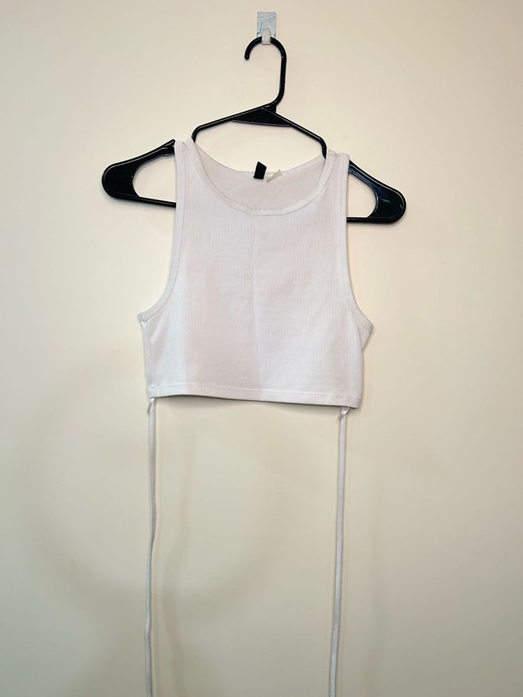White Ribbed Tank Top