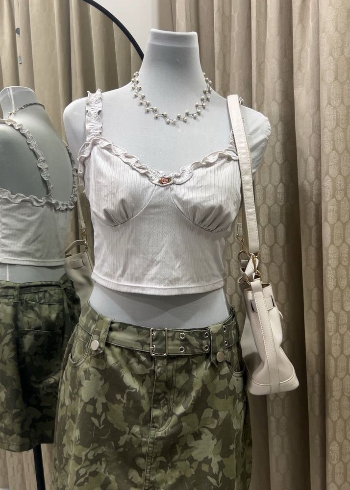 Flower Ruffle Crop Top