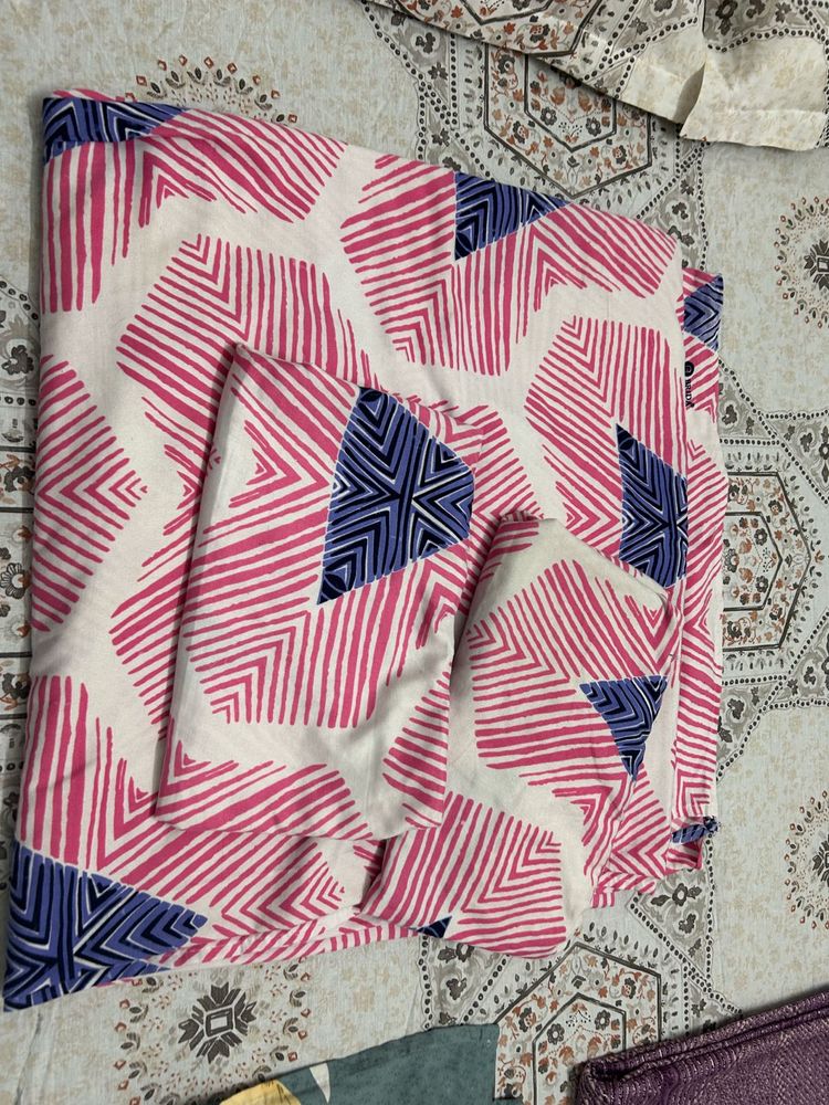 Vibrant Pink &amp; Blue Double bed sheet