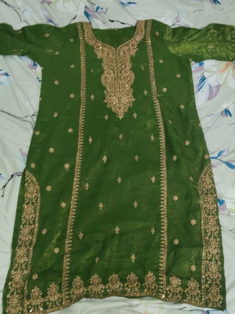Embellished Green Kurta